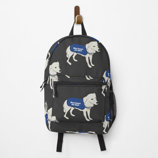 Item preview, Not Keen On Men Dog Wearing a Warning Vest Jacket. designed and sold by Good-Politics.