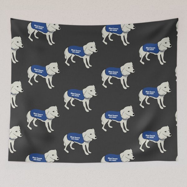 Item preview, Not Keen On Men Dog Wearing a Warning Vest Jacket. designed and sold by Good-Politics.
