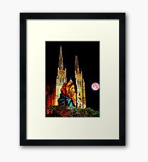 Mother Mary with baby Jesus watches the moon - St Mary's Framed Print