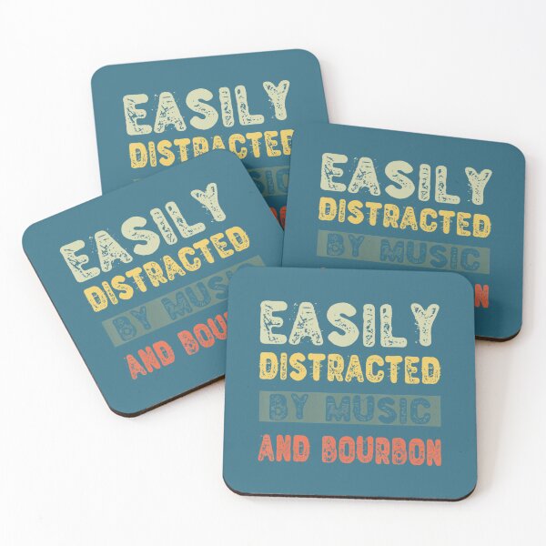 Item preview, Easily Distracted By Music And Bourbon designed and sold by ZinEio.