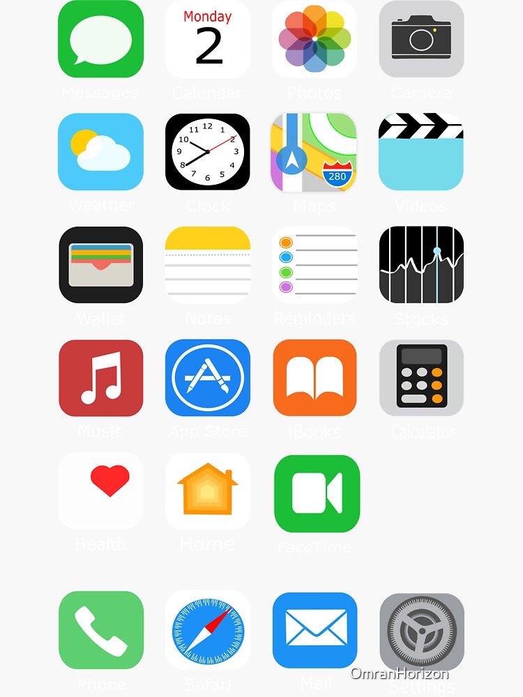 "iphone apps apple iphone apps" Sticker for Sale by OmranHorizon