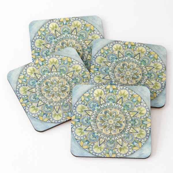 Item preview, watercolor blue green mandala designed and sold by studiovanharte.
