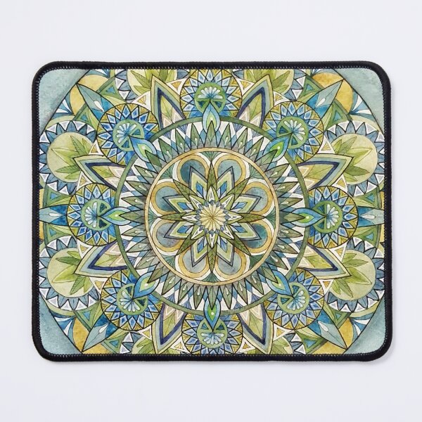 Item preview, watercolor blue green mandala designed and sold by studiovanharte.