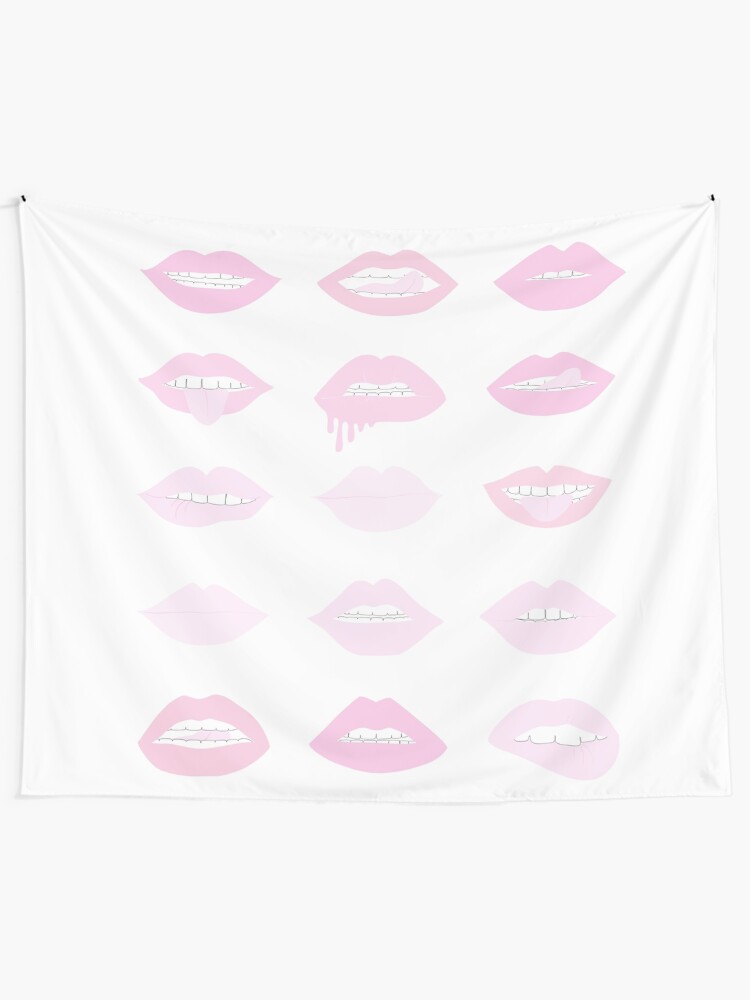 Alternate view of pink and blush lipstick lips Tapestry