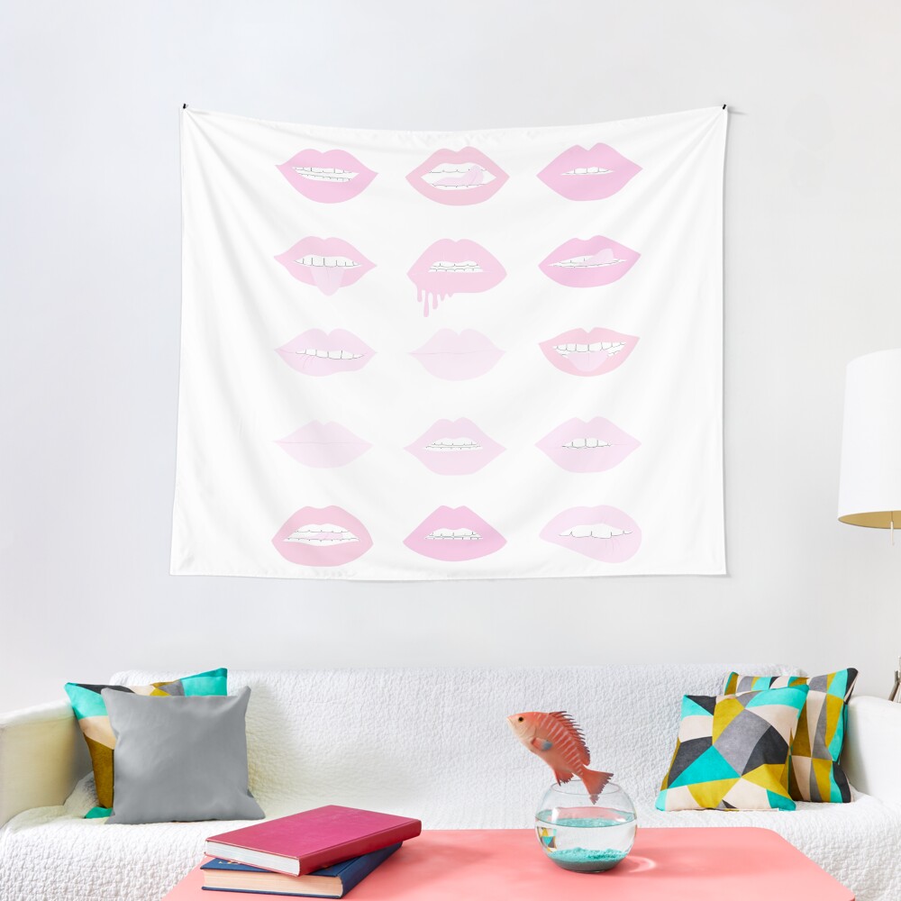 pink and blush lipstick lips Tapestry