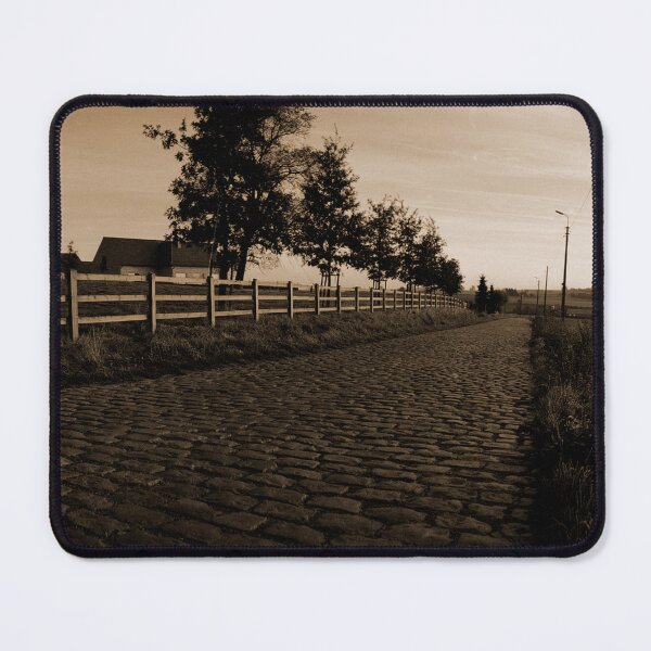 Item preview, paving sett road  in autumnal sunlight in sepia designed and sold by FotoMahieu.