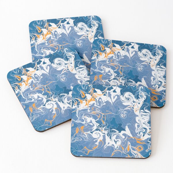 Item preview, Fluid Art, Pouring art design, Blue white & Orange Abstract, liquid art designed and sold by Thilaniz.