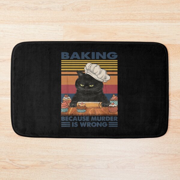 Item preview, Mens Funny Blackk Cat Baking Because Murder Is Wrong  designed and sold by AdonisShop.