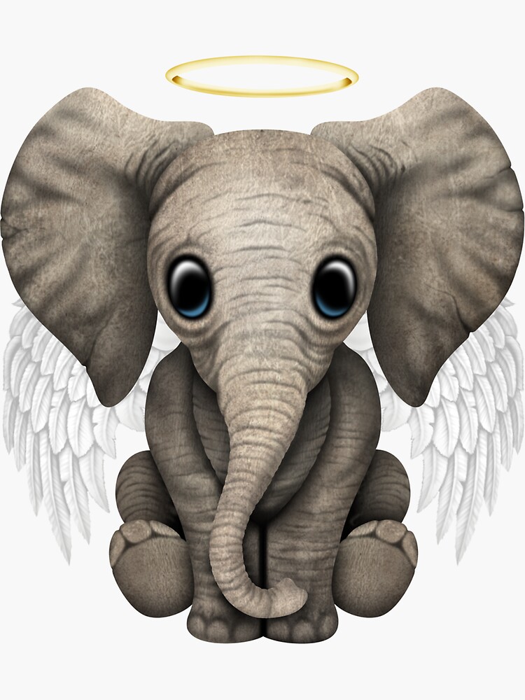 "Cute Baby Elephant Angel" Sticker by JeffBartels Redbubble