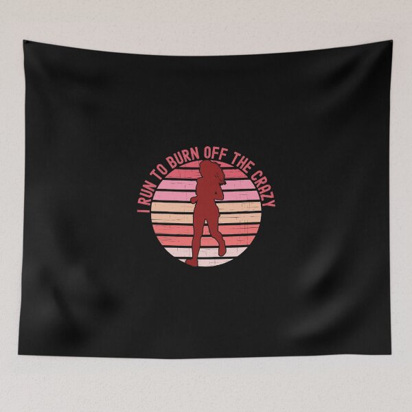 Item preview, I Run To Burn Off The Crazy Jogger Retro Sunset Sticker designed and sold by marshacryjsy7.