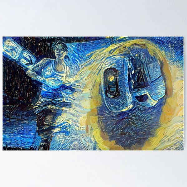 Aperçu de l'œuvre Portal Chell et GLaDOS Starry Night créée et vendue par weirdo97.