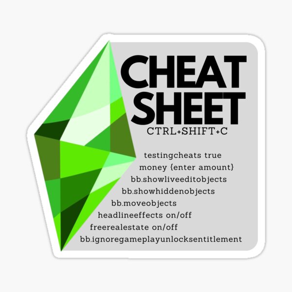 Sims 4 Cheat Sheet Sticker 