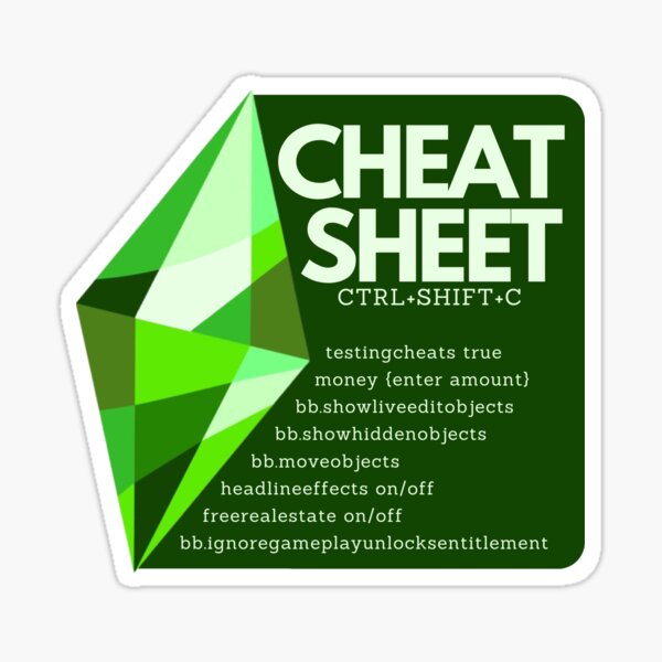 Sims 4 Cheet Sheet Plumbob Green Sticker For Sale By Fakesimmer Redbubble