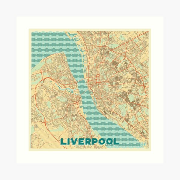 Liverpool Map Retro Art Print