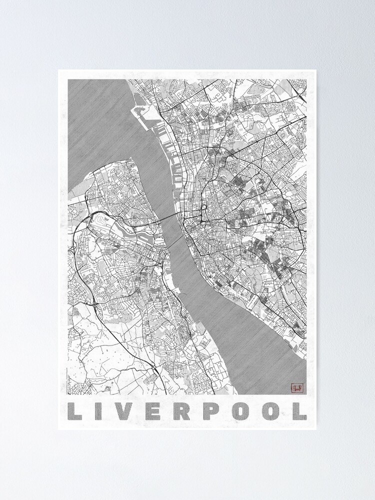 Thumbnail 2 of 3, Poster, Liverpool Map Line designed and sold by HubertRoguski.