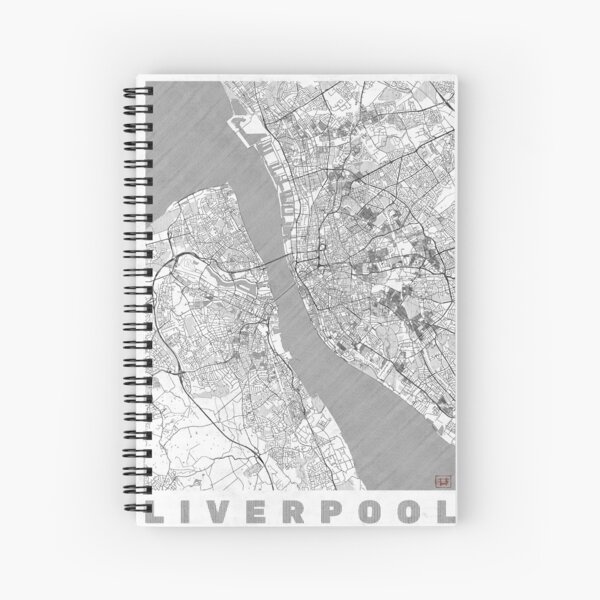 Liverpool Map Line Spiral Notebook