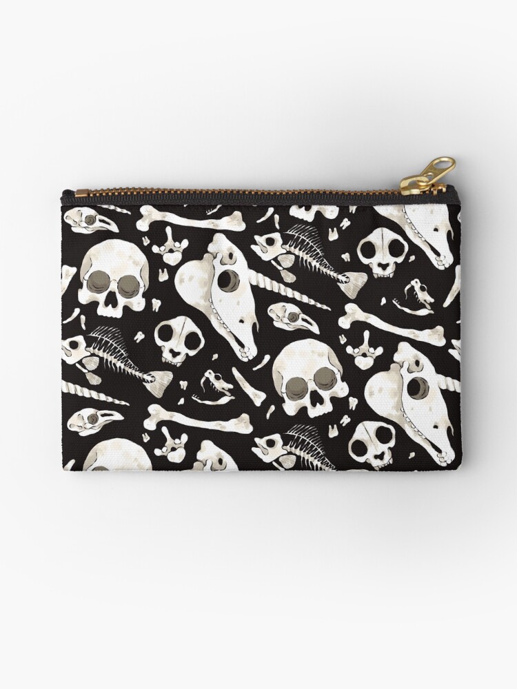 Thumbnail 1 of 4, Zipper Pouch, black Skulls and Bones - Wunderkammer designed and sold by Fabio Mancini.