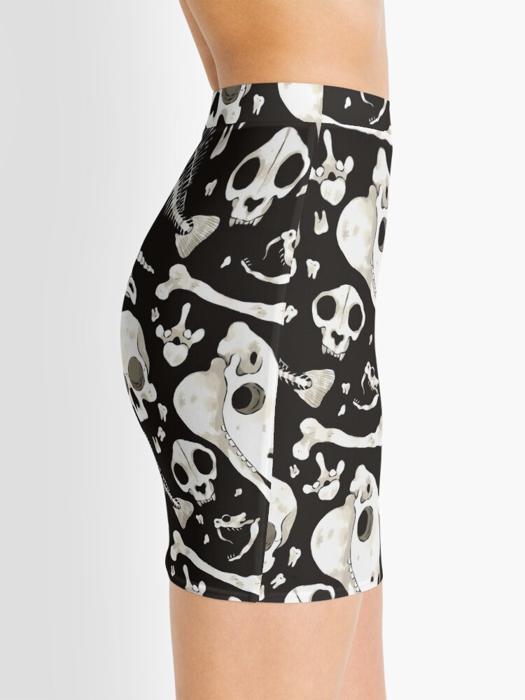 Alternate view of black Skulls and Bones - Wunderkammer Mini Skirt