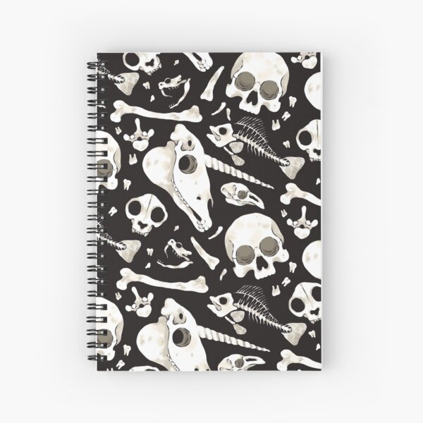 black Skulls and Bones - Wunderkammer Spiral Notebook