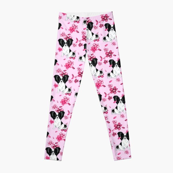Papillon BlackWhite Flowers Leggings