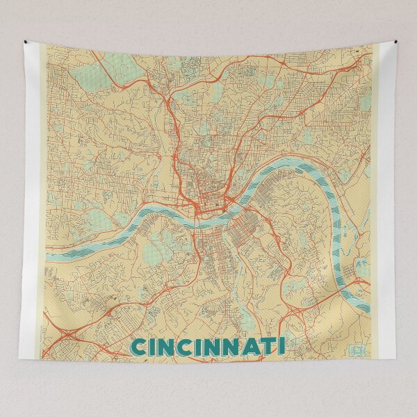 Item preview, Cincinnati Map Retro designed and sold by HubertRoguski.