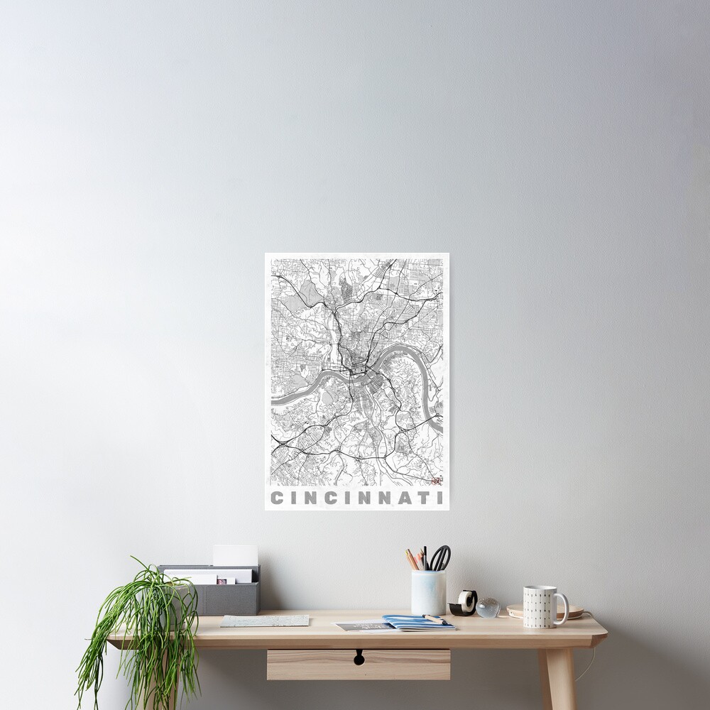 Cincinnati Map Line Poster