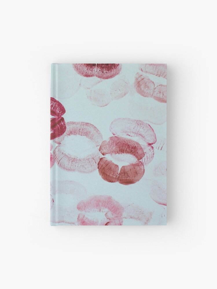 kisses pattern red pink lipstick aesthetic pinterest coquette dollette |  Hardcover Journal