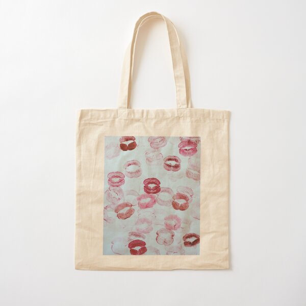kisses pattern red pink lipstick aesthetic pinterest coquette dollette |  Tote Bag