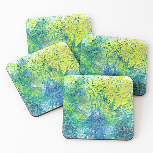 Item preview, Our Earth Is Always Breathing #532 New Age 5D Original Hand-painted Abstract Painting Detail 1 In Teal Blue Green Yellow Inspired By Spring Summer Nature Moss Funga Flora Plants Under The Sea World designed and sold by Rainbow Artist Orlando L.