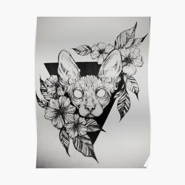 Poster Portrait De Fleur De Chat Sphinx Sans Poils Par Littlefatrat Redbubble