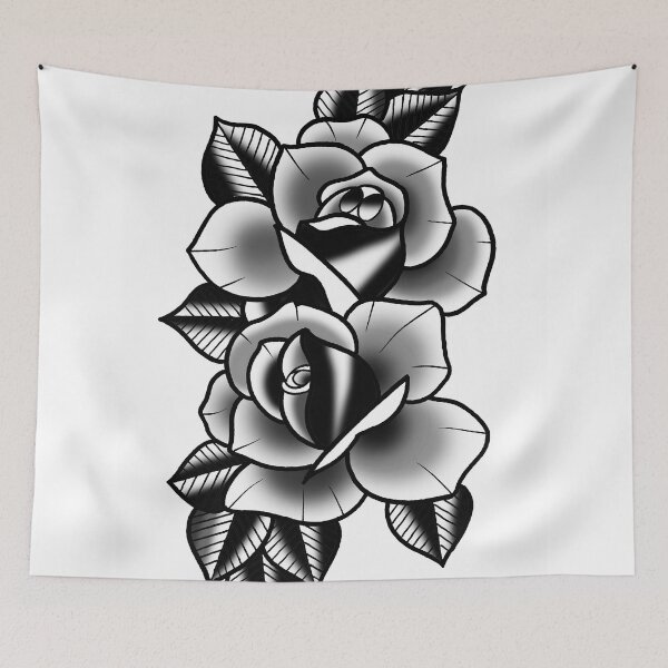 Item preview, Fkj tattoo flash black roses designed and sold by franckfkj.