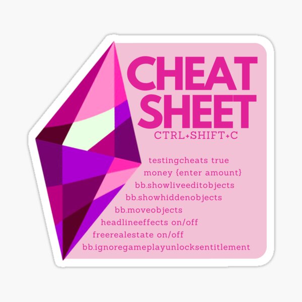 Sims 4 Cheat Sheet Sticker 