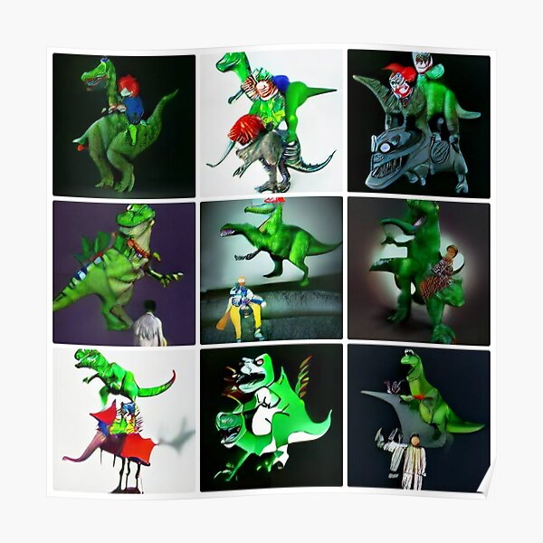 &ldquo;Dino Riding Clowns&rdquo; Poster for Sale by bespired | Redbubble
