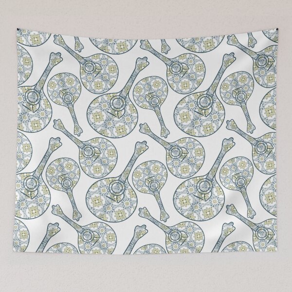 Item preview, Tipical portuguese fado guitar and azulejo tiles background designed and sold by AnaMOMarques.