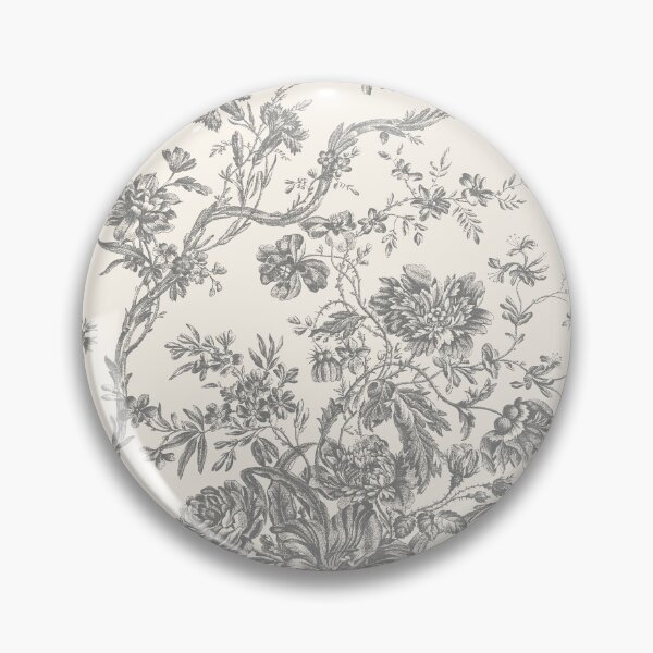 Item preview, Toile de Jouy Fleurie Pattern in Light Gray Colour designed and sold by silver6press.
