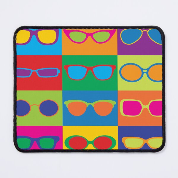 Item preview, Pop-Art styled illustration of generic eyeglass frame styles in a colorful checkerboard designed and sold by leen12 Art Designs Prints.