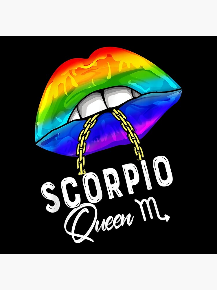 Lgbtq Scorpio Queen Lips Zodiac Rainbow Gay Pride Flag Poster For