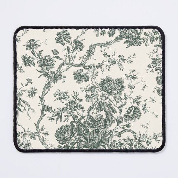 Item preview, Toile de Jouy Fleurie Pattern in Green Colour designed and sold by silver6press.
