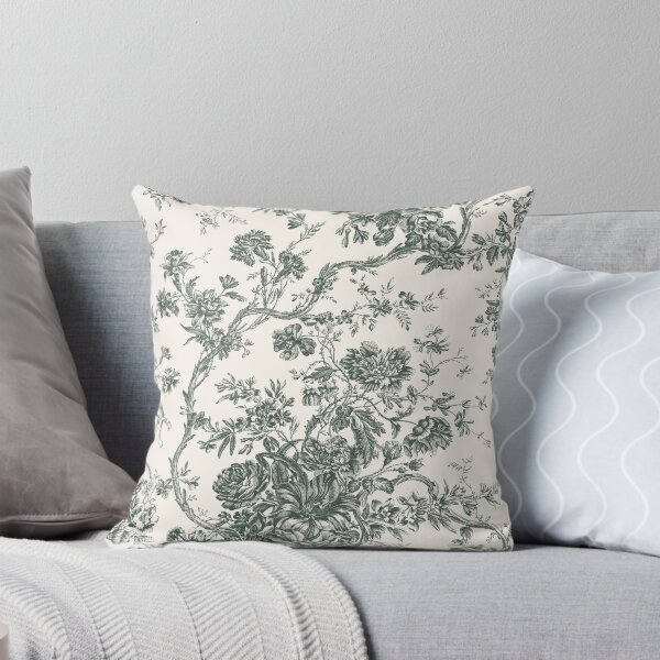 Item preview, Toile de Jouy Fleurie Pattern in Green Colour designed and sold by silver6press.