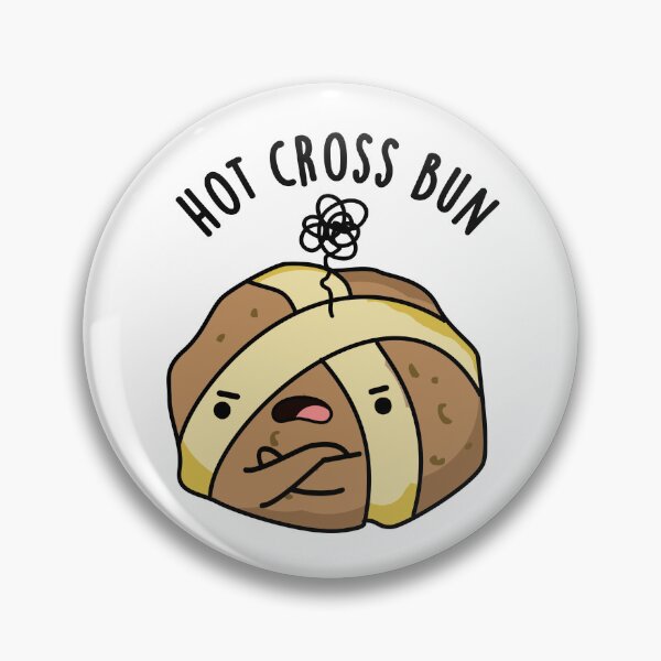 Item preview, Hot Cross Bun Funny Angry Bun Puns  designed and sold by punnybone.