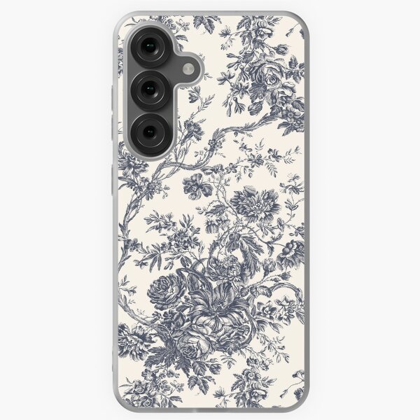 Item preview, Toile de Jouy Fleurie Pattern in Navy Colour designed and sold by silver6press.