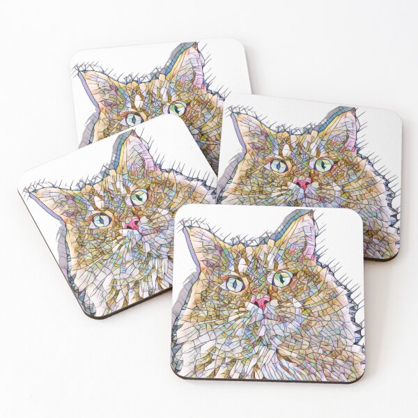 Item preview, An image of a cat with a surprised look in a mosaic style  designed and sold by HDpod.