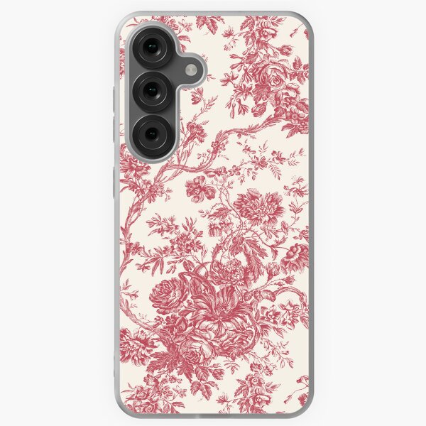 Item preview, Toile de Jouy Fleurie Pattern in Red Colour designed and sold by silver6press.