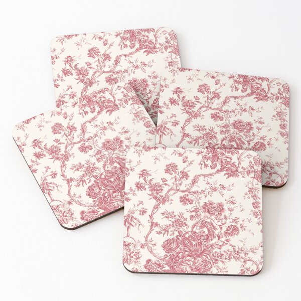 Item preview, Toile de Jouy Fleurie Pattern in Red Colour designed and sold by silver6press.