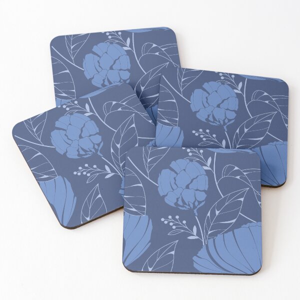 Aperçu de l'œuvre Motif floral bleu marine clair dessiné à la main de luxe vintage créée et vendue par TeeBeesDesign.