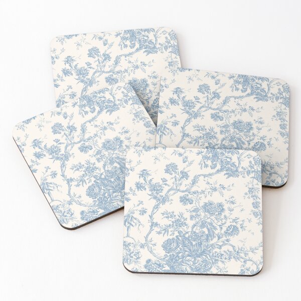 Item preview, Toile de Jouy Fleurie Pattern in French Blue Colour designed and sold by silver6press.