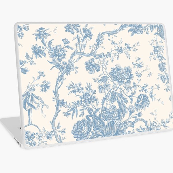 Aperçu de l'œuvre Motif Toile de Jouy Fleurie de couleur bleu français créée et vendue par silver6press.