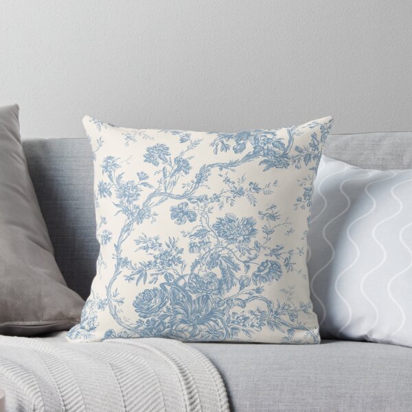 Item preview, Toile de Jouy Fleurie Pattern in French Blue Colour designed and sold by silver6press.