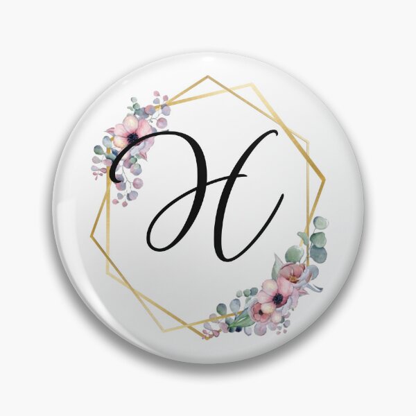 Artikelvorschau, Monogrammbuchstabe H | Lila Blüten mit goldenen Rändern entworfen und verkauft von JustSeasons.
