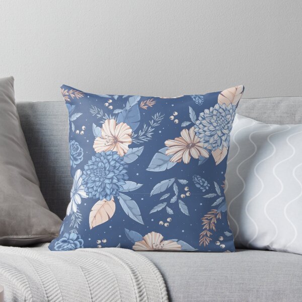 Item preview, Vintage Luxury Hand Drawn Floral Light Pink and Blue Pattern designed and sold by TeeBeesDesign.